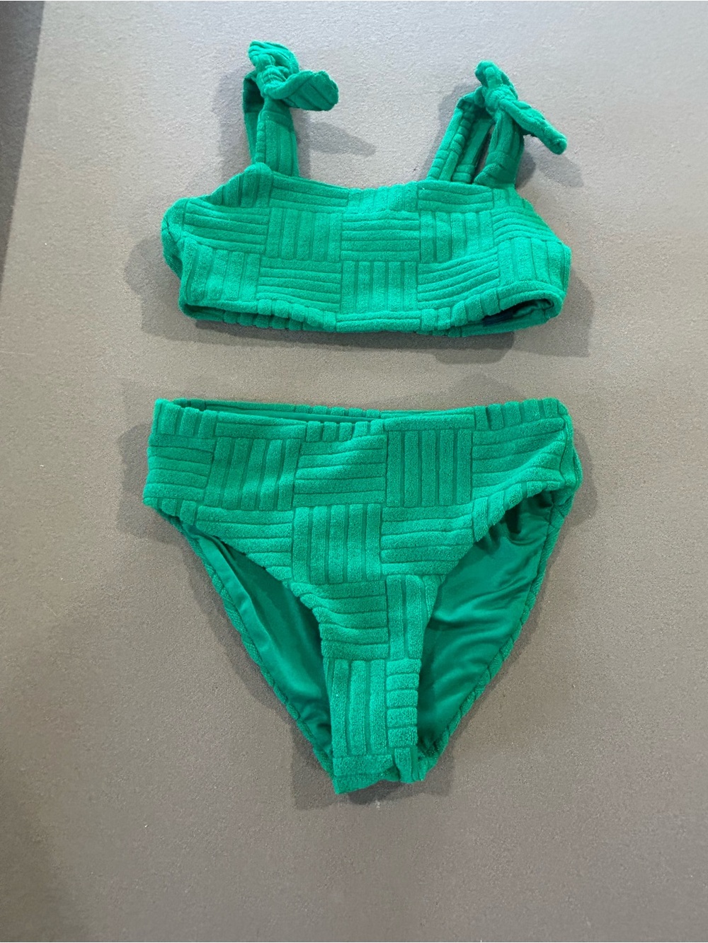 Beach Riot Emerald Green Textured Kids Two-Piece Bikini